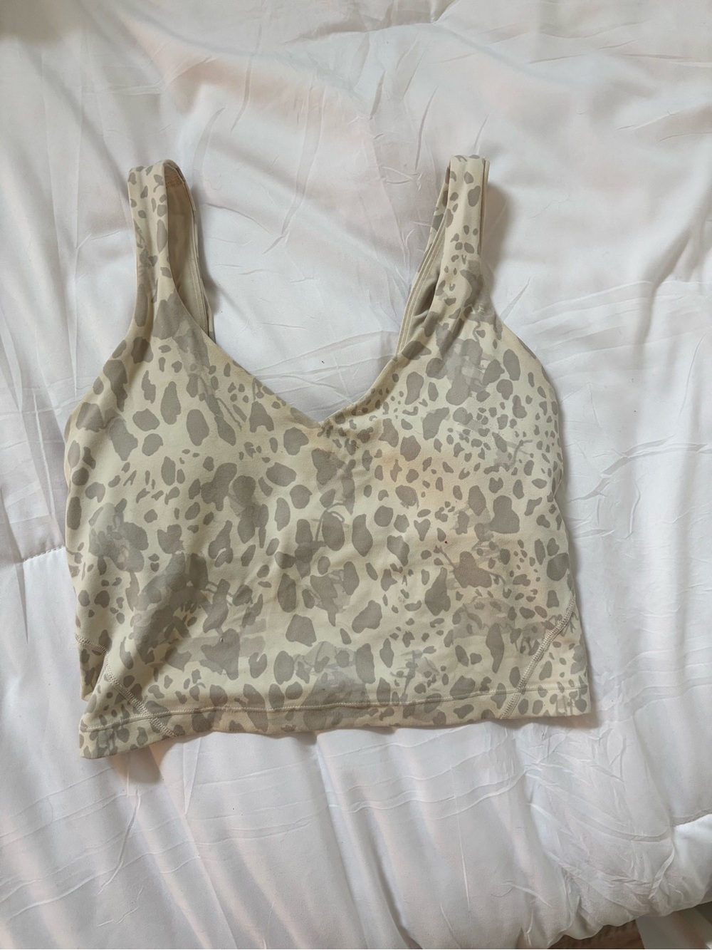 lululemon athletica White/Beige Leopard Print Tank Top